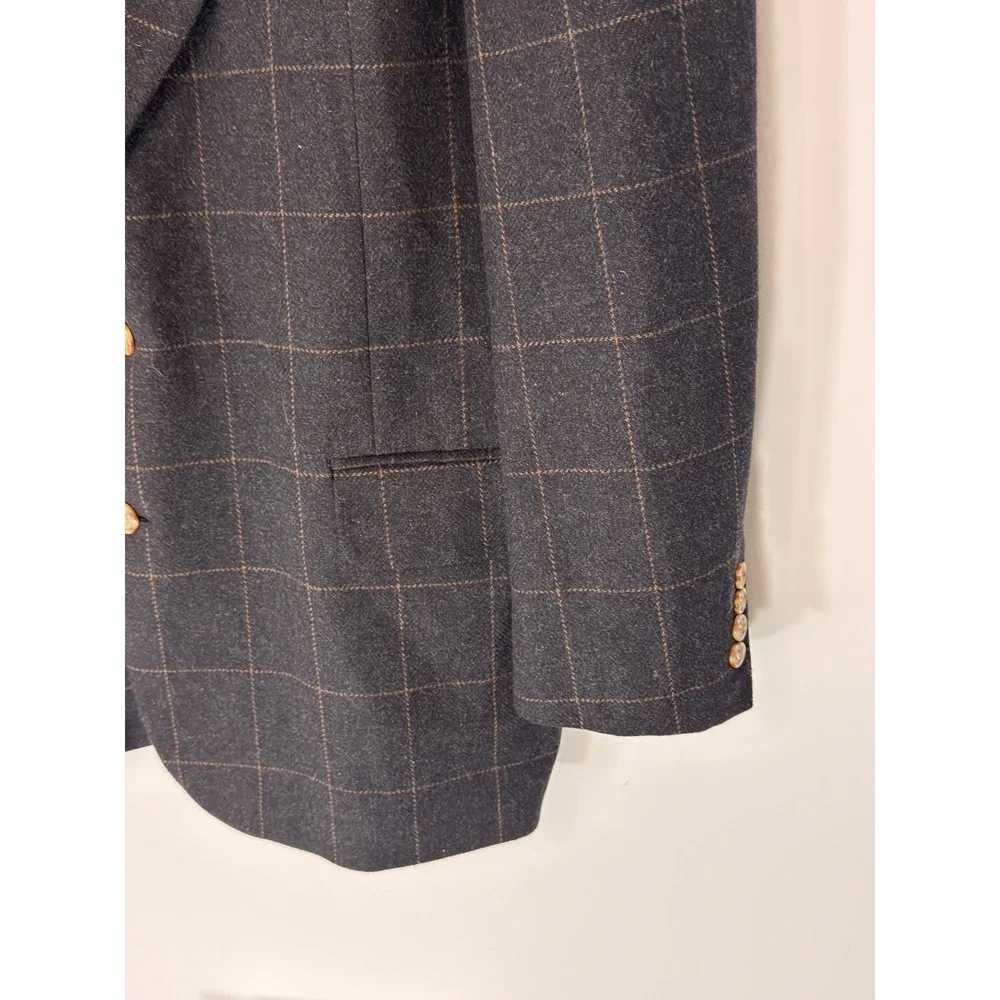 Oscar de la Renta Blazer Men's Charcoal Gray Plaid Sports Coat Work Preppy 48L